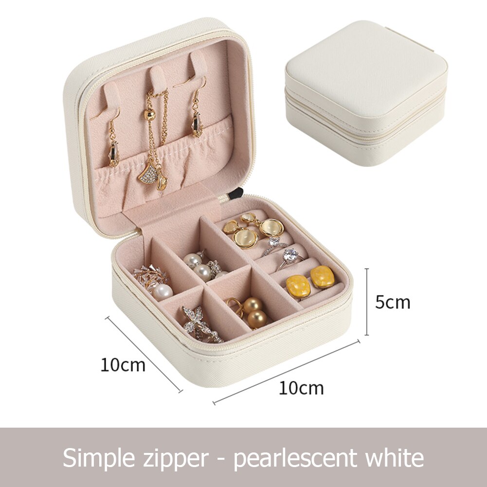 Sieraden Organisator Display Reizen Sieraden Dozen Draagbare Sieraden Doos Lederen Opslag Joyeros Organizador De Joyas: WHITE