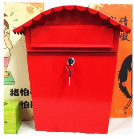 Pastoral painted letter box with lock mailbox mail box waterproof suggestion box Wall Mounted home Decoration Post Box: D