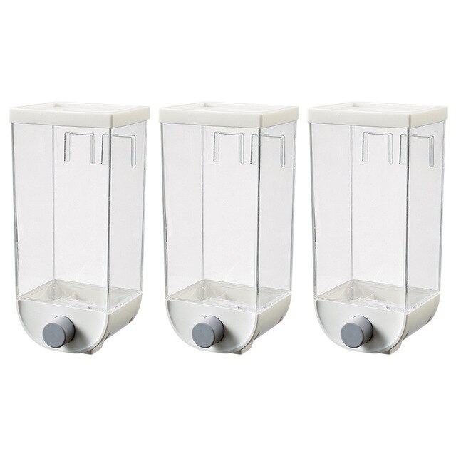 Korn opbevaringsboks 1000/1500 ml vægmonteret korn mad opbevaringsbeholder køkken korn ris bønne forseglet dåse havregryn dispenser: 3 stk / 1000ml