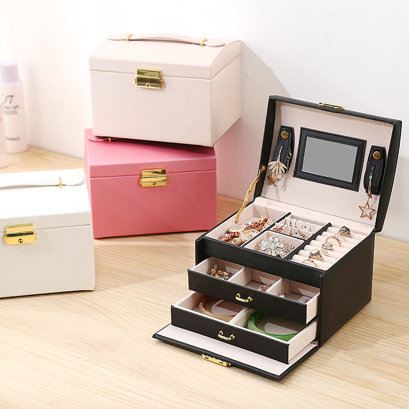 Princess-style Jewelry Box Leather Jewelry Box Cosmetic Box Jewel Case Upscale Jewelry Organizer Birthday Wedding