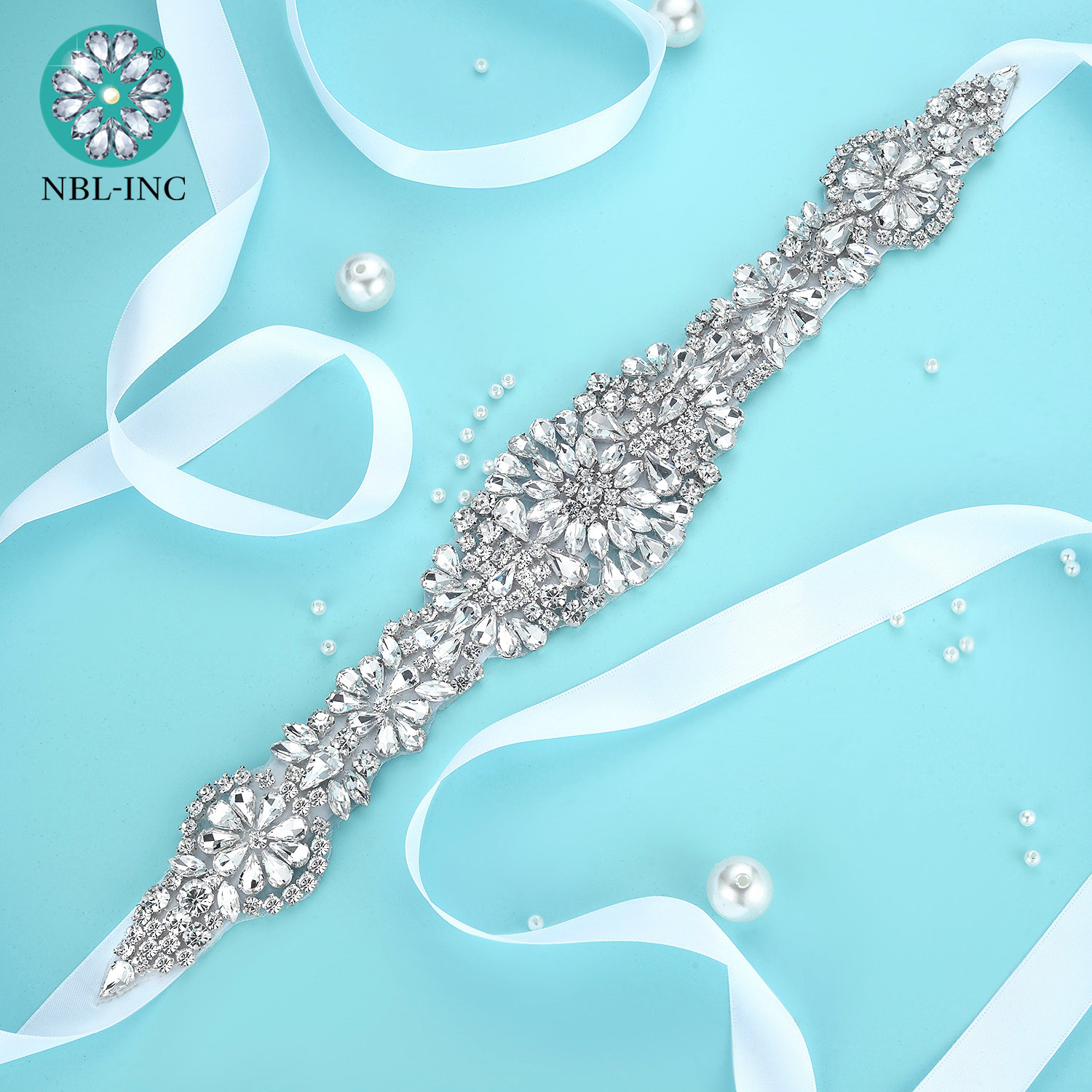 (1PC) Rhinestone silver bridal belt wedding with crystal diamante wedding dress accessories sash belt for wedding dress WDD1048
