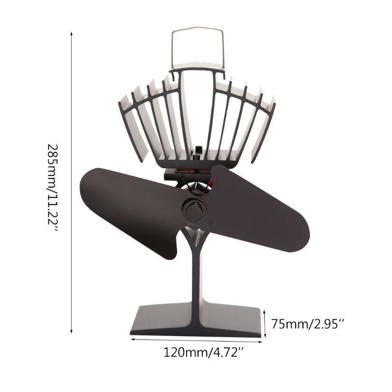 Ventilateur de cheminée auto-alimenté, 2 lames, , efficace pour la chaleur de grande pièce, brûleur de bûches à bois