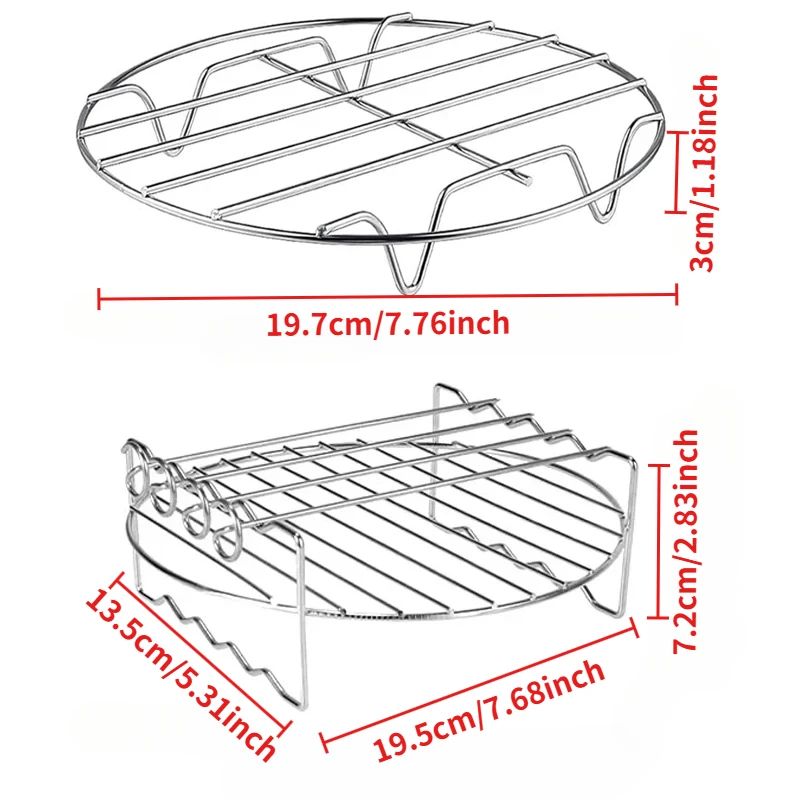 Multi-layer Detachable Grill Rack Thickened Air Fryer Baking Rack Metal Square/Round/Rectangle Oven Grill Racks Kitchen Tools: light yellow