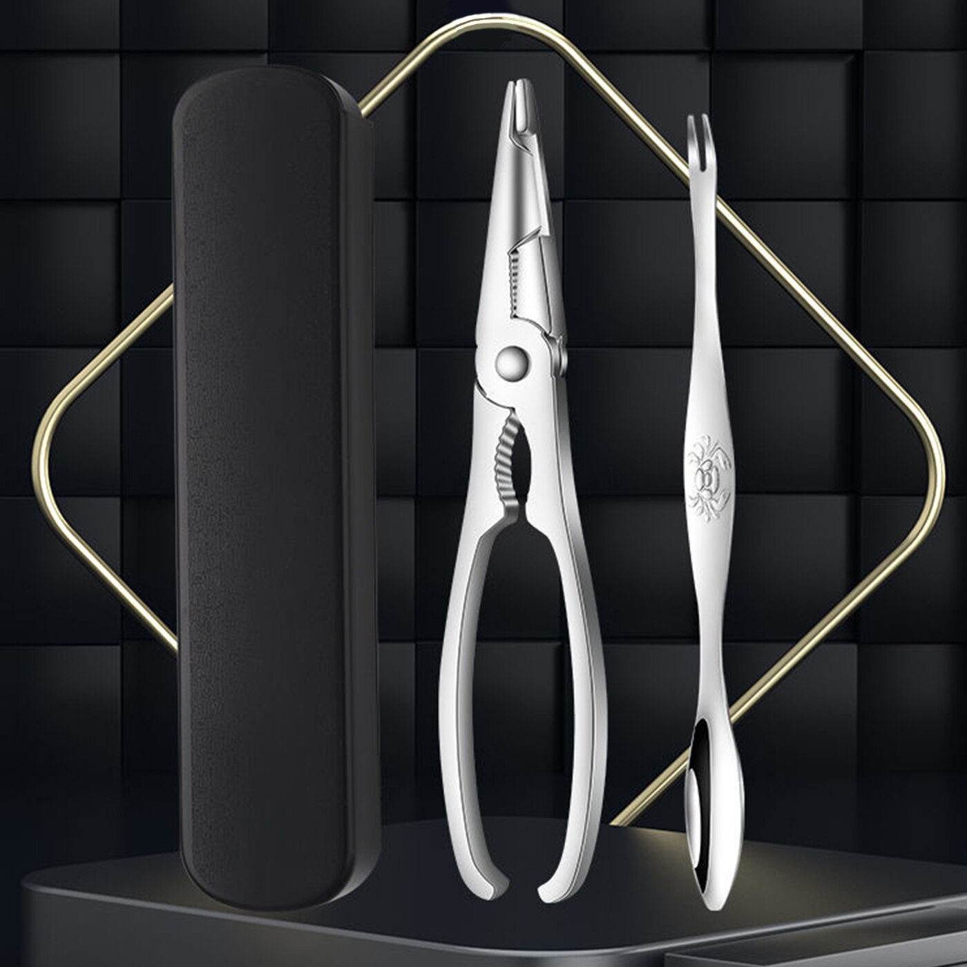 Seafood Tool Set Stainless Steel Crab Tool Durable Practical Lobster Crab Claw Cracker Leg Fork Picks Spoons Kitchen Accessories