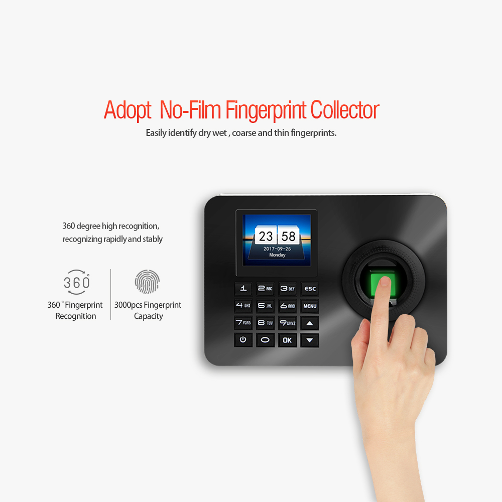 ZK-TA10 Time Attendance Fingerprint Recognition Password Lock Door Opener Access Control System 2.4inch Display