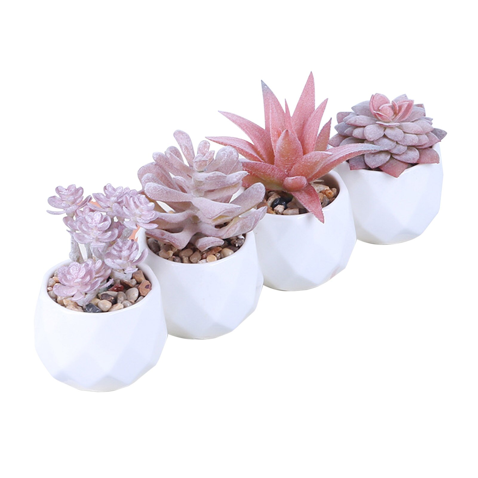 4PCS Artificial Potted Plant Ornament Desktop Cute Small Simulation Succulent Plants With Resin Pot Home Office Table Decoration: Default Title