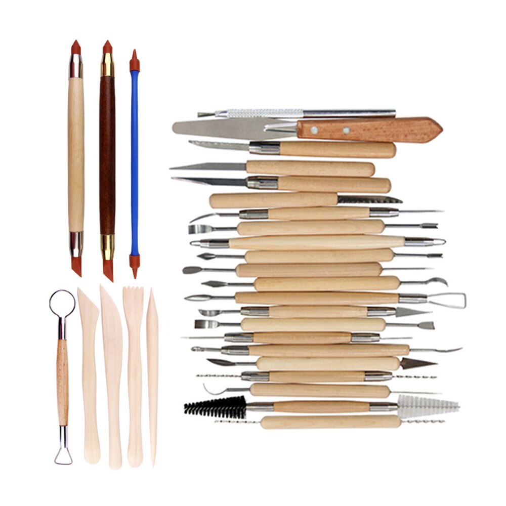 Pottery Clay Useful Multifunctional Modeling Clay Tools Ceramic Hobby Tools Pottery Combination Set Stainless Steel: 30pcs