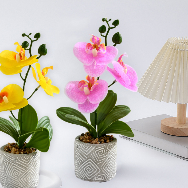 Orchidée papillon simulée, plante artificielle créative en pot, sans arrosage, Table à manger réutilisable, bonsaï décoratif pour la maison et le bureau