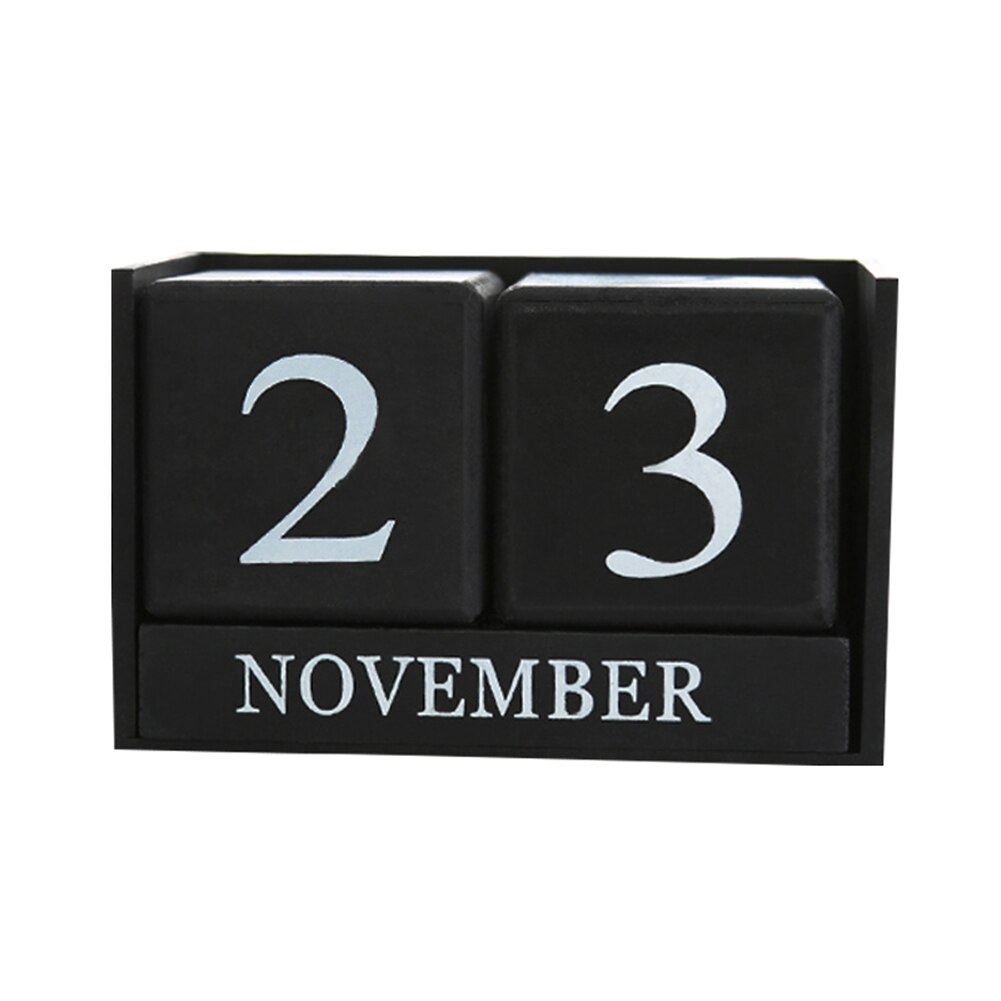 Vintage træ evigt skrivebord kalenderblok planlægger permanent desktop arrangør diy agenda hyd 88: Sort
