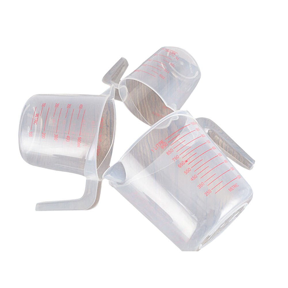 Jarra medidora de plástico para medir la superficie del Caño, taza medidora de cocina con graduación para hornear, medida líquida, 250/500/1000ML
