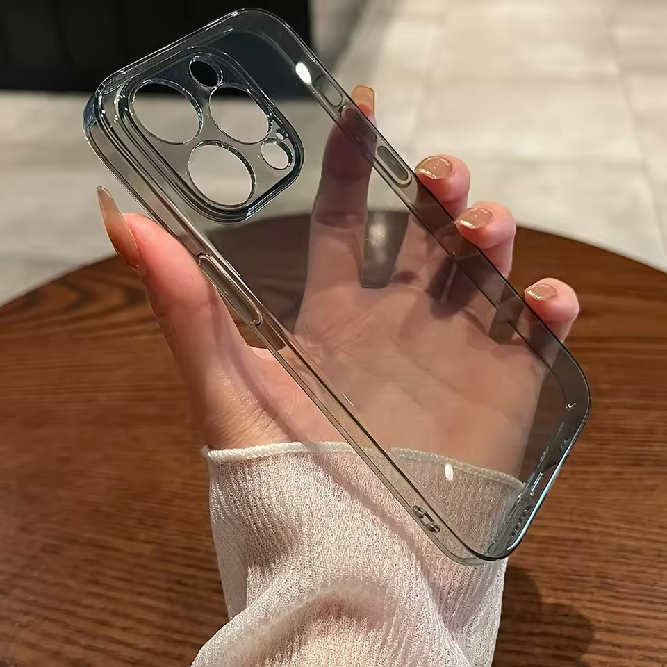 Funda suave de silicona negra transparente de lujo para iPhone 16 15 14 13 12 11 Pro Max Plus Mini funda trasera transparente ultrafina