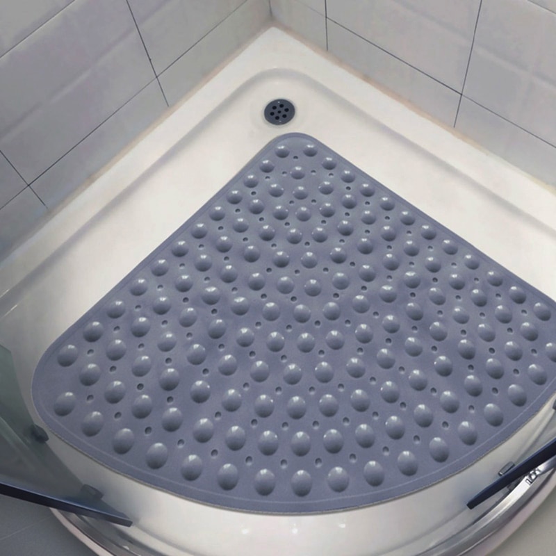 Corner Bathroom Rug PVC Fan-shaped Non Slip Quadrant Sector Rubber Anti-Bacterial Bath Shower Mat Toilet Mat 54X54Cm