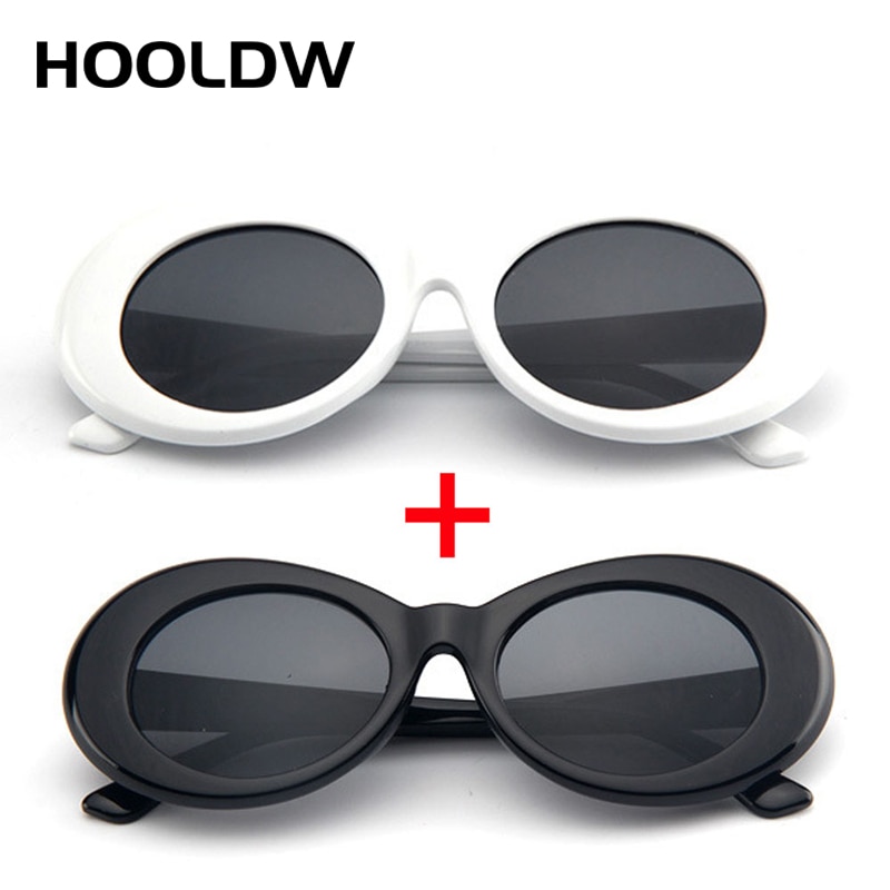 2 st/lot clout goggle kurt cobain solglasögon herr dam vintage ovala runda solglasögon dam  uv400 glasögon gafas de sol: Vitgrå och svart