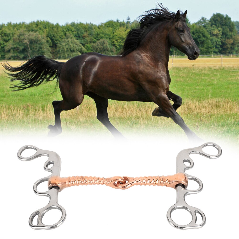 Stainless Steel Horse Snaffle Training Snaffle Bit Equestrian Equipment Supplies Stainless Steel Threaded Copper Rod Horse Bit