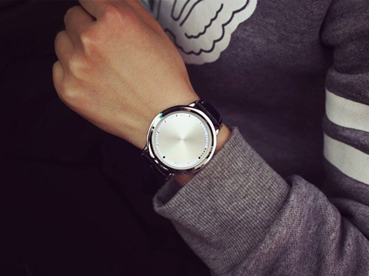 Relogio digitaalinen miesten elektroninen kello led-urheilu miesten kello nahkaranneke kello montre homme reloj: Valkoinen