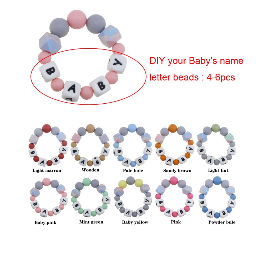 Neue Nette freundlicher knapp Silikon Perlen Armbinde Bunte Buchstaben positiv Energie Englisch Worte Süssigkeit Farbe Charme Armbinde: DIY Name a