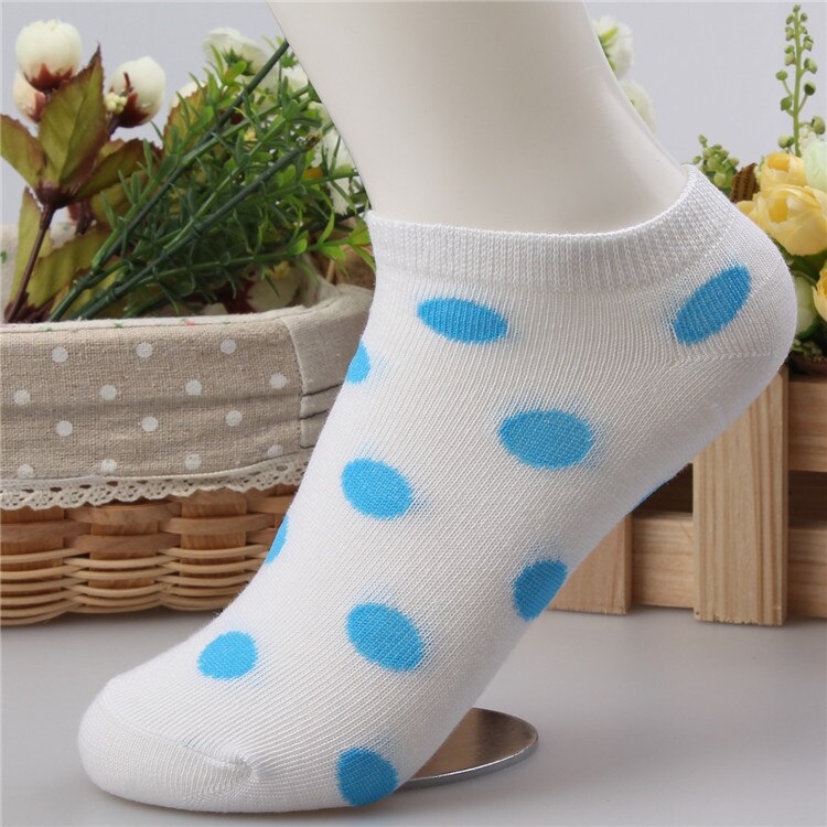 10 Colors Big Dots Women Cotton Sock Slippers Female Cute Candy Invisible Ventilate Boat Socks Low Ankle Hosiery For Woman Sock: White