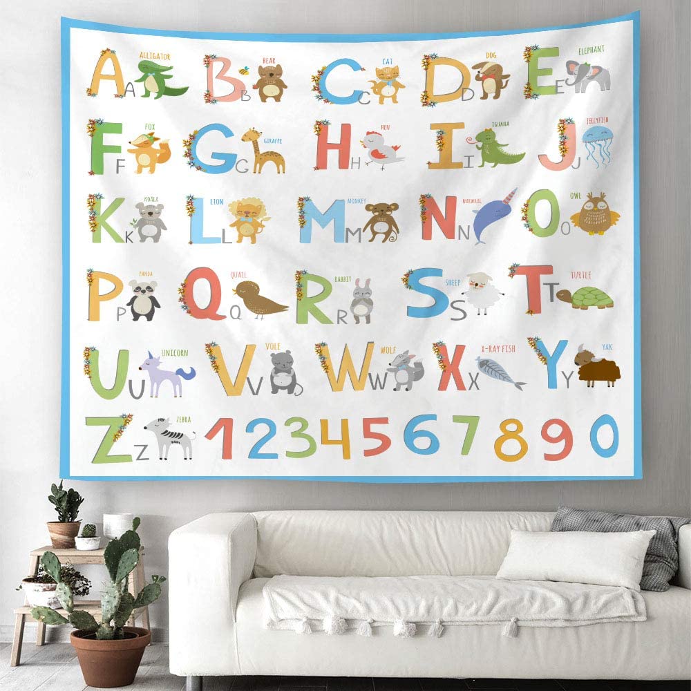 Alfabet ABC zwierząt wiszące gobeliny ścienne dla dzieci w klasie dziecko sypialnia