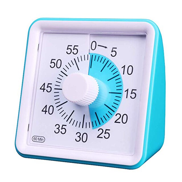 60-Minute Visual Timer, Classroom Countdown Clock, Silent Timer for Kids and Adults, Time Management Analog Timer Kitchen Gadget: Blue