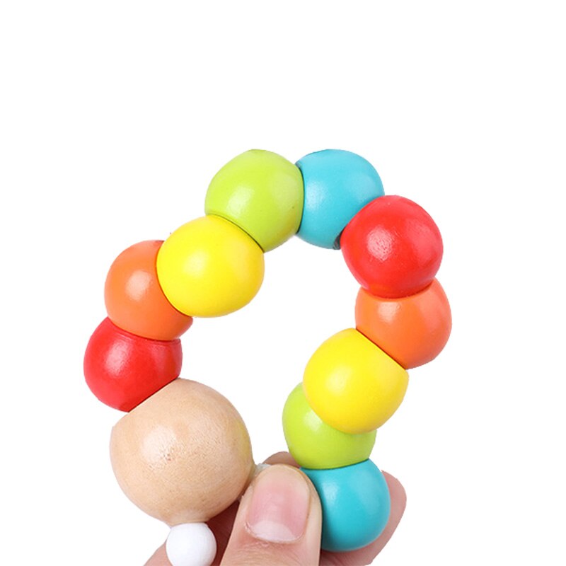 Colorful Variegated Twisted Caterpillar Toy Animal Doll Wooden Educational Toy