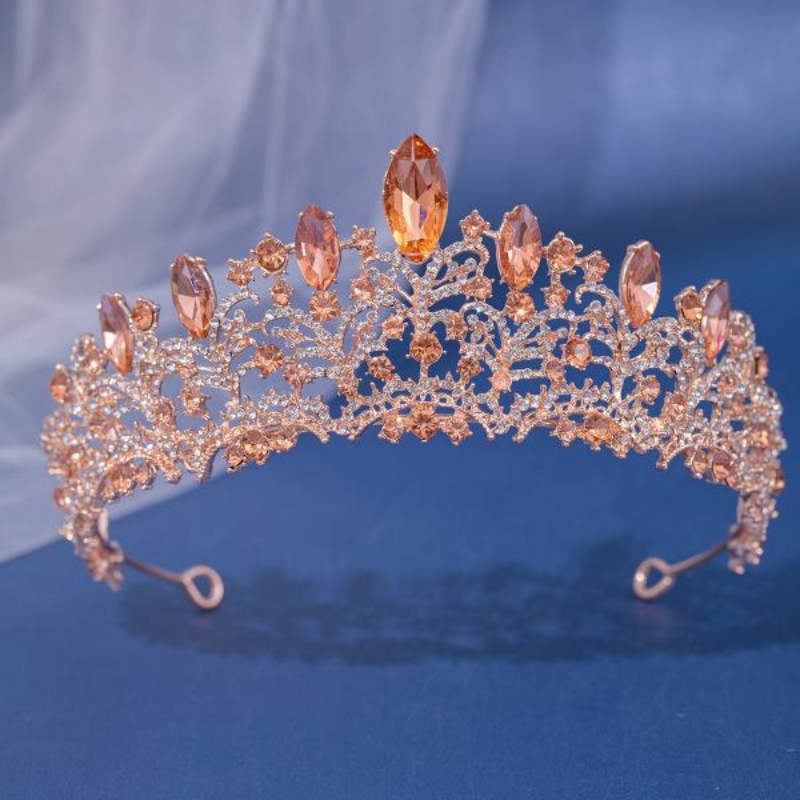Roségouden Kristal Bruids Tiara 'S En Kronen Voor Vrouwen Bruid Strass Prom Diadeem Hoofdband Bruids Bruiloft Haaraccessoires Kroon: Blauw