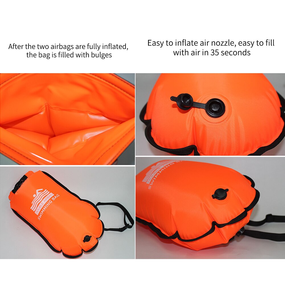 Tørr bag kajakkpadlere slep flyte godt synlig oppbevaring pvc trening åpent vann sikkerhet sports svømmebøye med midje belte oppblåsbar