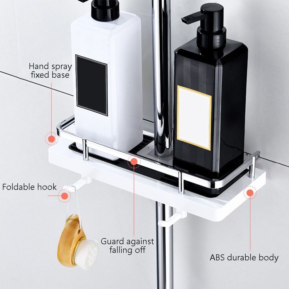 Regał strąk prysznic organizator łazienka półki na słupy szampon stojak na tace jednopoziomowy bez wiercenia uchwyt robić prysznica
