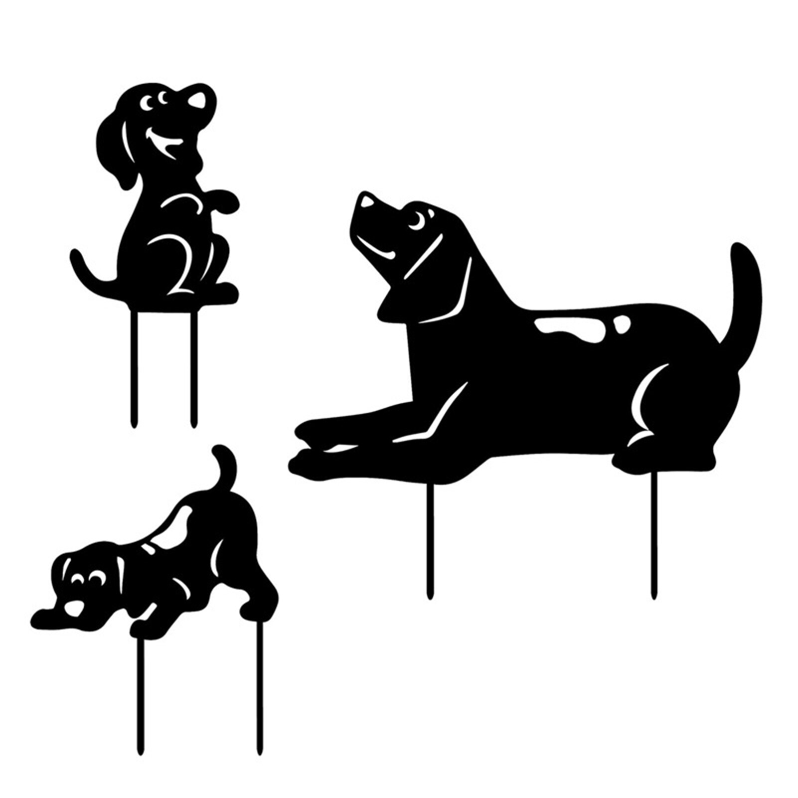 Hond Decoratieve Tuin Sculptuur Gazon Ornament Puppy Yard Silhouet Art Pas Op Voor De Hond Decoratieve Stakes
