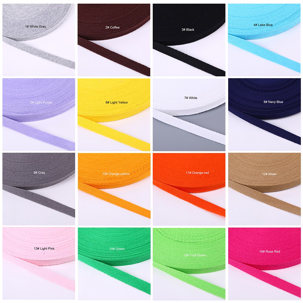 50 Yards/Roll 20mm Cotton Ribbon Herringbone Twill Bias Binding Tape For Bag Clothing Strap Handmade Garment Sewing 37 Colors