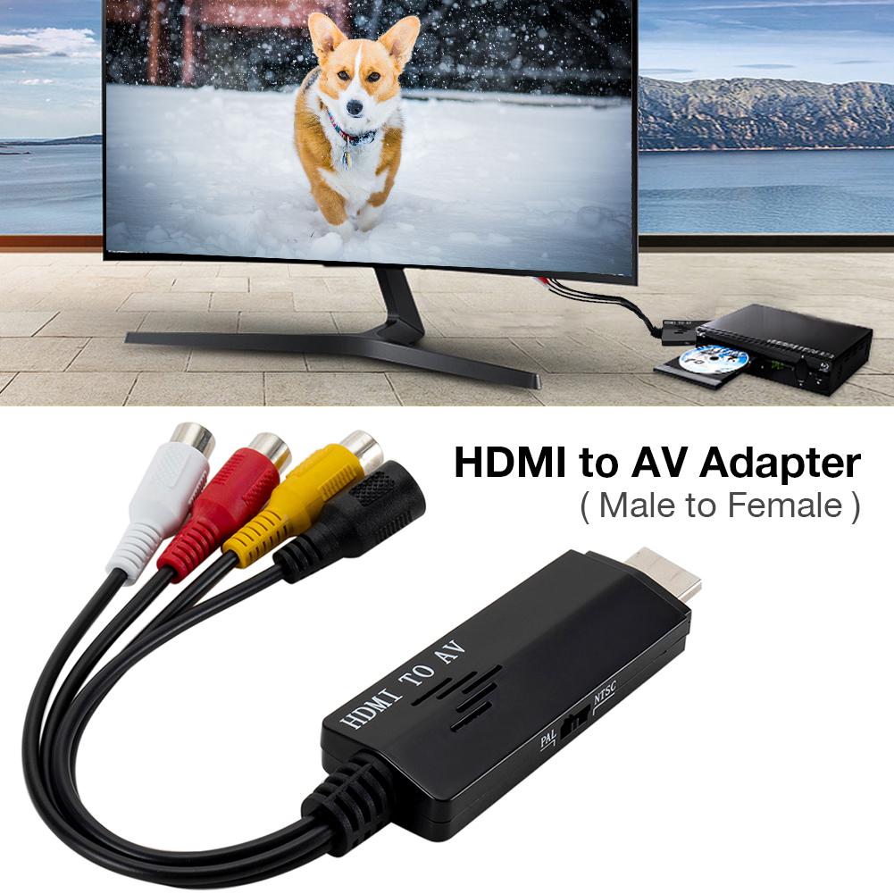 Hdmi para rca adaptador conversor cabo suporte 1080 p hdmi 2av macho para fêmea