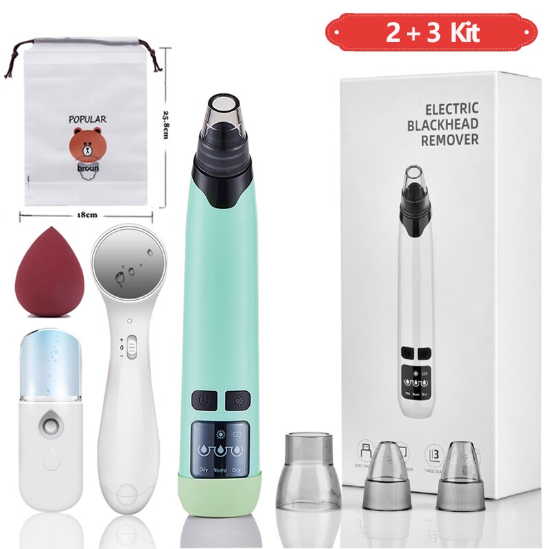 Blackhead Remover Face Deep Nose Pore Acne Cleaner Pimple Removal Vacuum Suction Deep Facial Clean Diamond Beauty Skin Care Tool: Set2