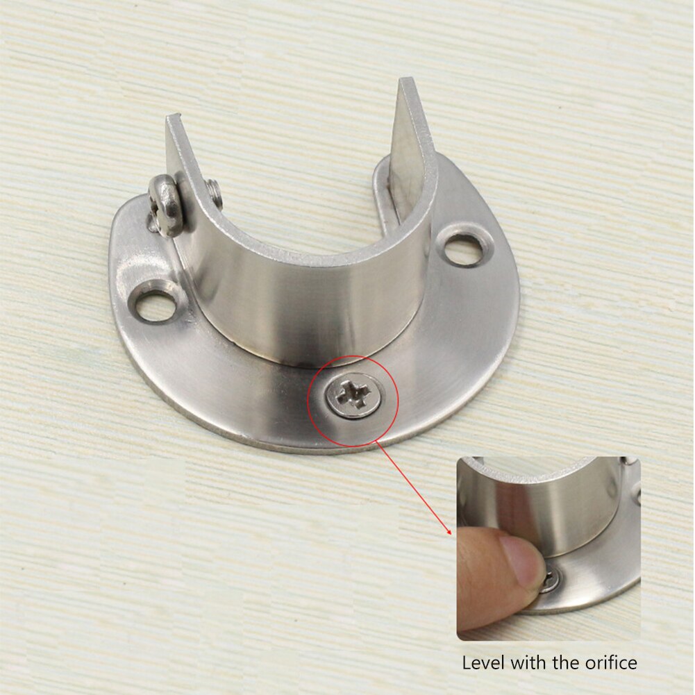 4sets Clothes Storage U Shaped Flange Socket Wardrobe Stainless Steel Closet Rod Holder End Supports Heavy Duty Thick Home