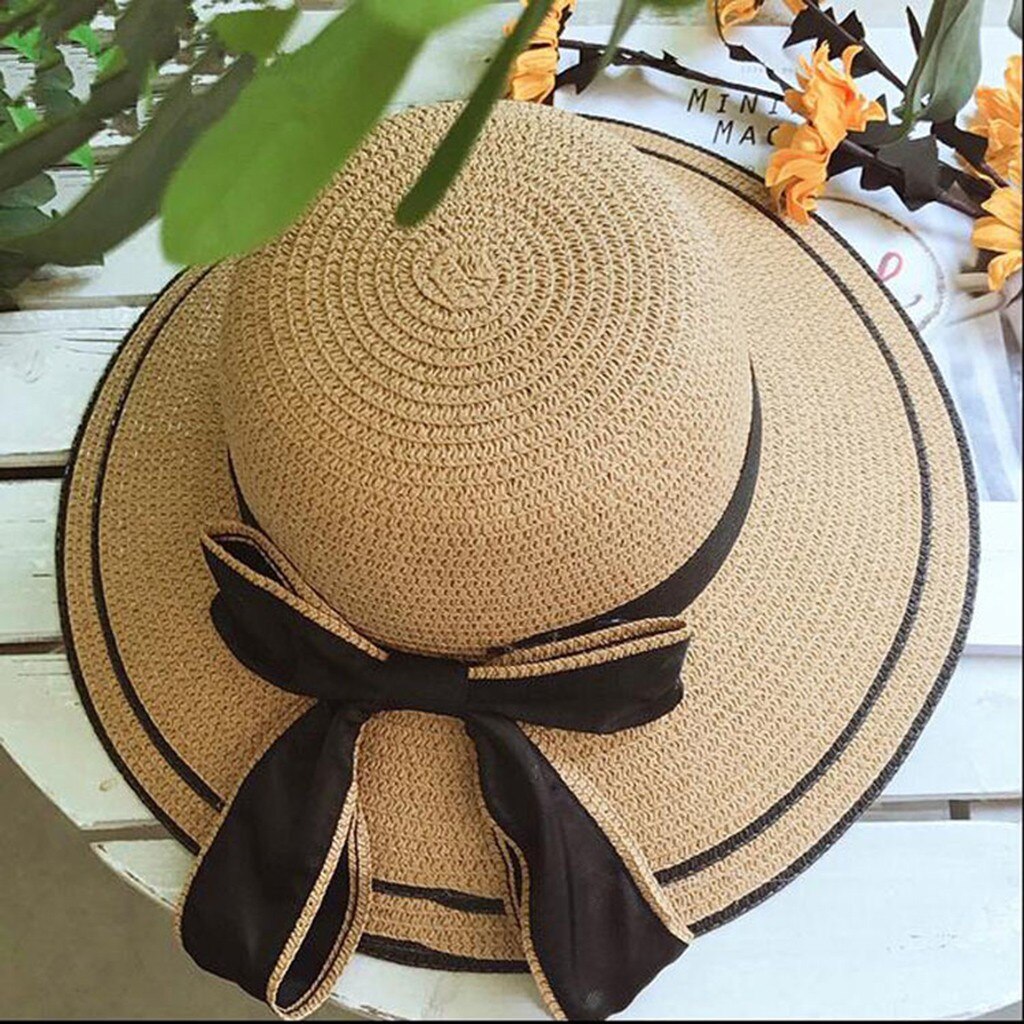 FUGLUS Damen Strohhut Böhmisch - Faltbarer Strandhut Mit Schleife