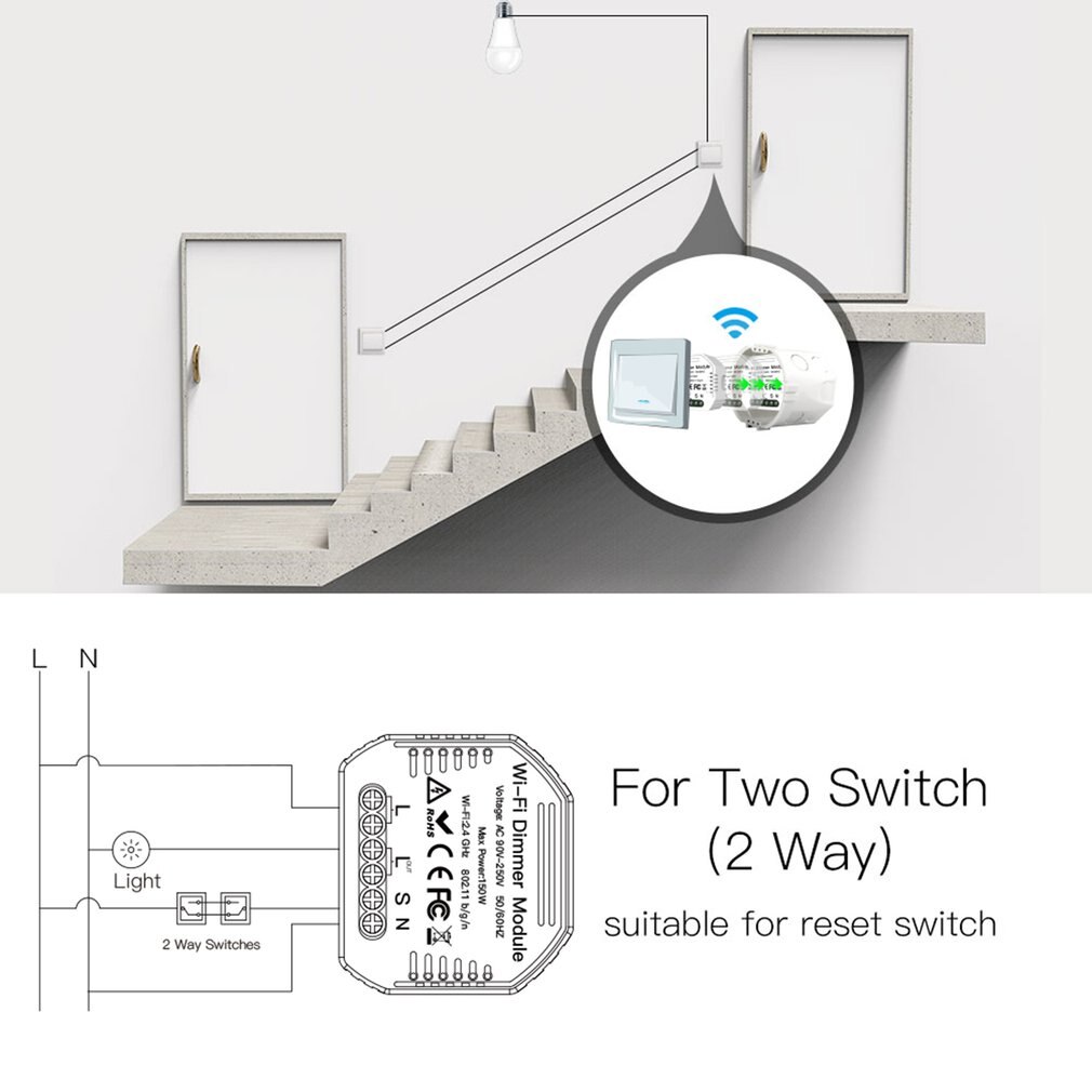 DIY Smart WiFi Light LED Dimmer Switch Smart Life/Tuya APP Remote Control 1/2 Way Switch,Works with Alexa Echo Google Home