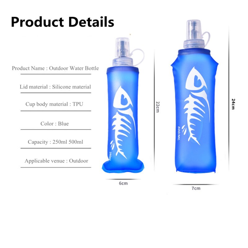 500Ml Silicon Sport Water Fles Tpu Opvouwbaar Soft Fles Sport Fles Squeeze Water Fles Voor Outdoor Camping Wandelen Water tas