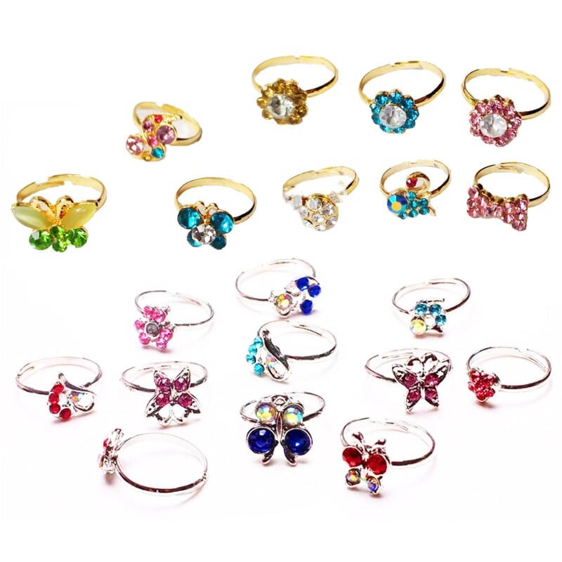 Diamond Kids Adjustable Ring Sparkling Small Diamonds Princess Jewelry Girl D0LA