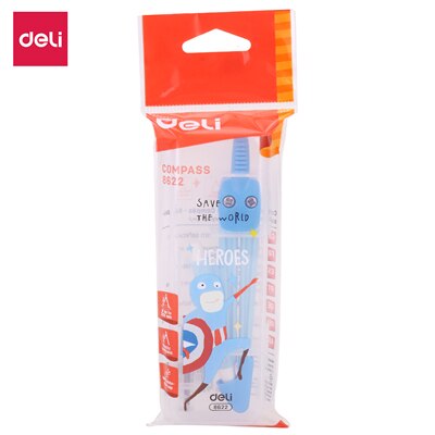 Deli E8622 School Compass Plastic Compass W/Pencil Pink Blue: Blue