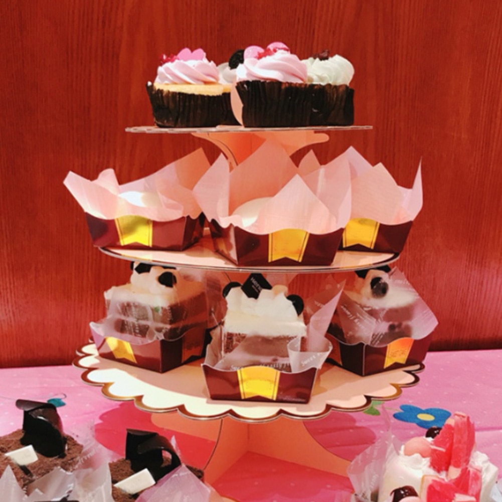 3- lager rund födelsedag cupcake dessert gör det själv papper hantverksställ dessert display ställ bröllopsfest bröllop tillbehör tårta verktyg