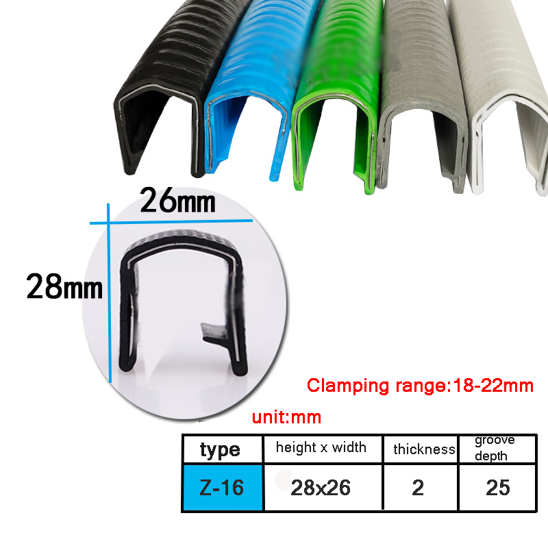 1M U-shaped Clamp Iron Rubber Edge Sealing Strip Bridge Cable Tray Iron Sheet Stainless Steel Plate Edge Protection Mouth Strip: Silver