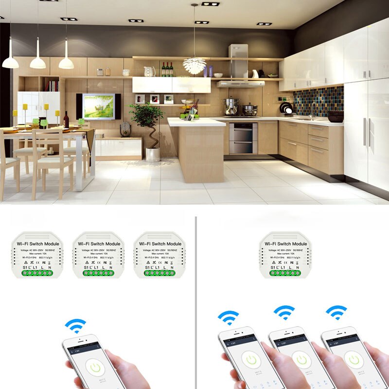 Wifi inteligente interruptor de luz universal disjuntor vida inteligente/tuya app trabalho controle remoto sem fio com alexa google casa diy 1/2way