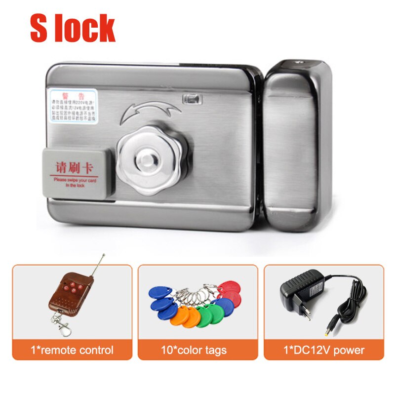 wifi control Electric lock & gate lock Access Control system Electronic integrated RFID Door Rim lock with ID reader 125khz: S 10 tag 1 remote
