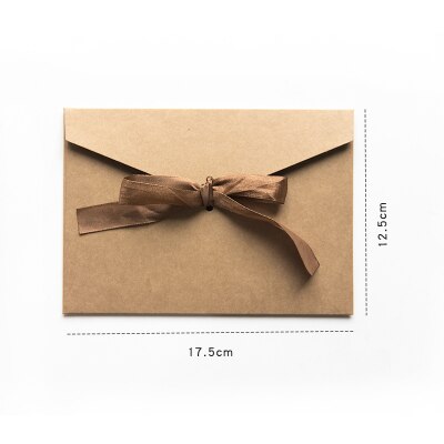 Lot de 5 pièces, belle enveloppe en papier Kraft avec ruban, lot d'invitation w41, noir, rouge, bleu, 250g: craft S