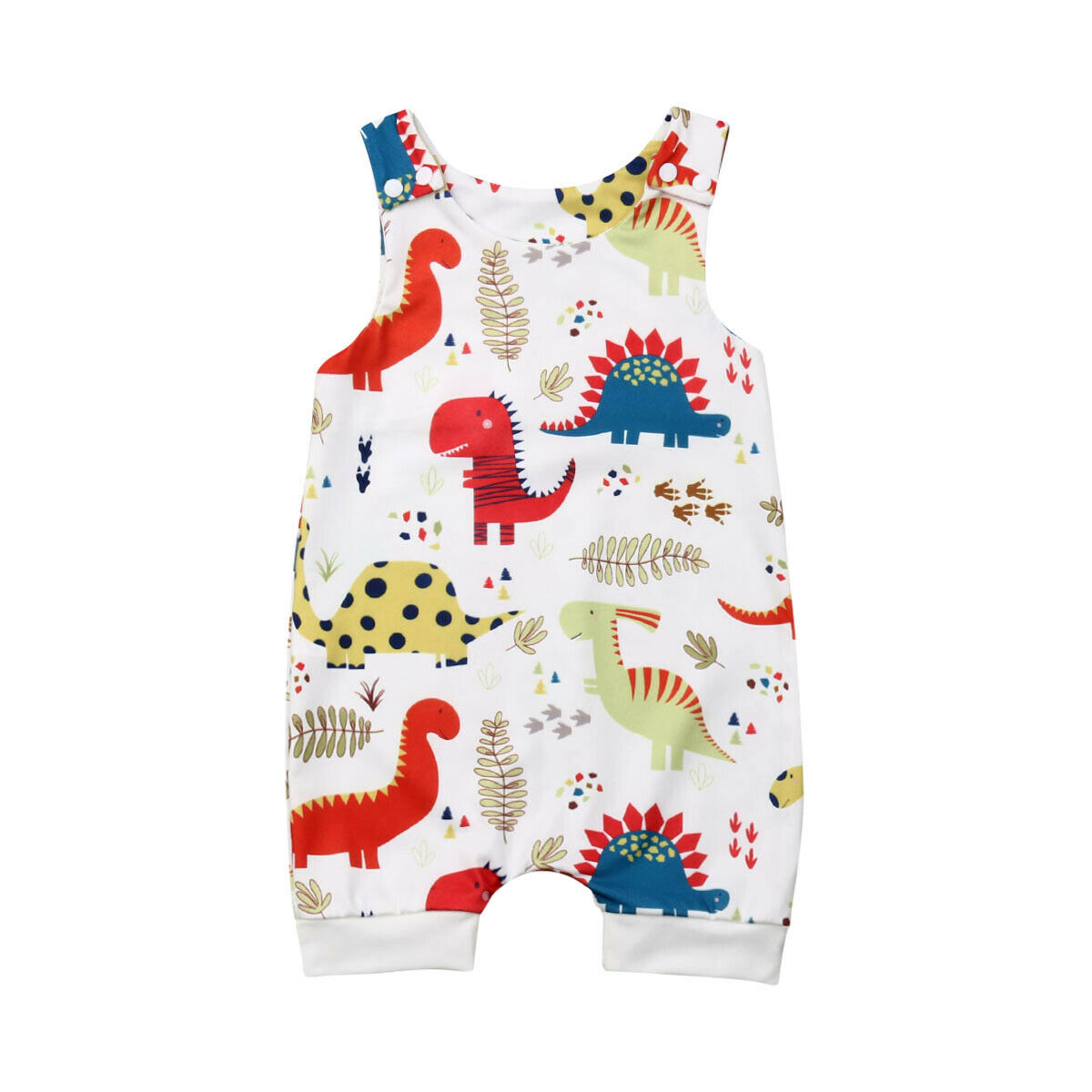 0-24m schattige zomerse baby rompertjes voor meisjes en jongens, bloemenprint en dinosaurussen, mouwloze romper, jumpsuit en zonnepakje.