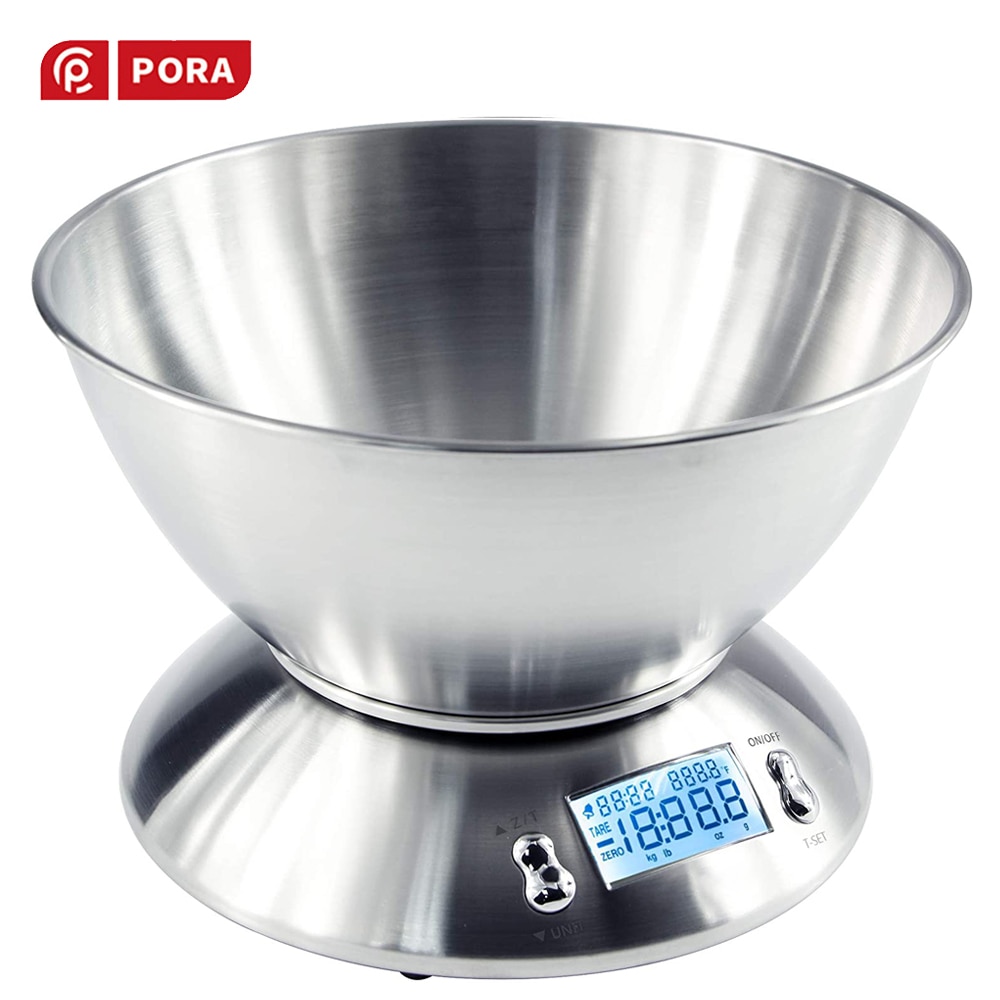 Digital Kitchen Scale Stainless Steel Electronic Balance,with Removable Bowl,High Accuracy 11lb/5kg Multifunction Food Scale