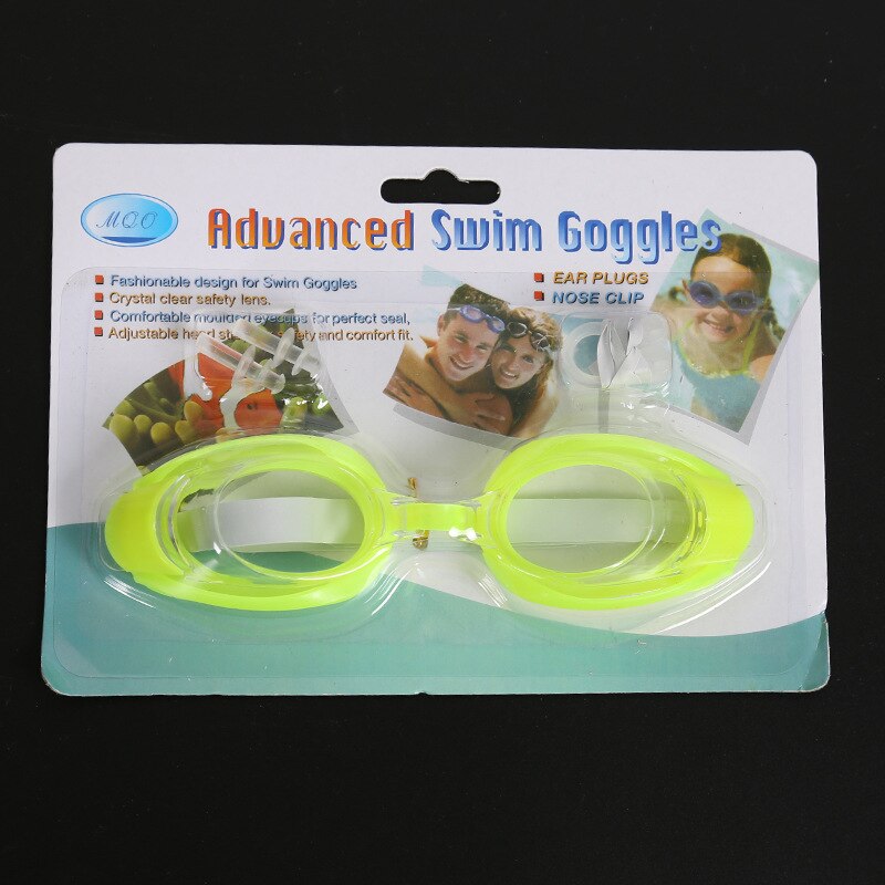 Gennemsigtige svømmebriller med næseklemme ørepropper voksne børn børn flade lys mænd og kvinder dykkerbriller: Grøn