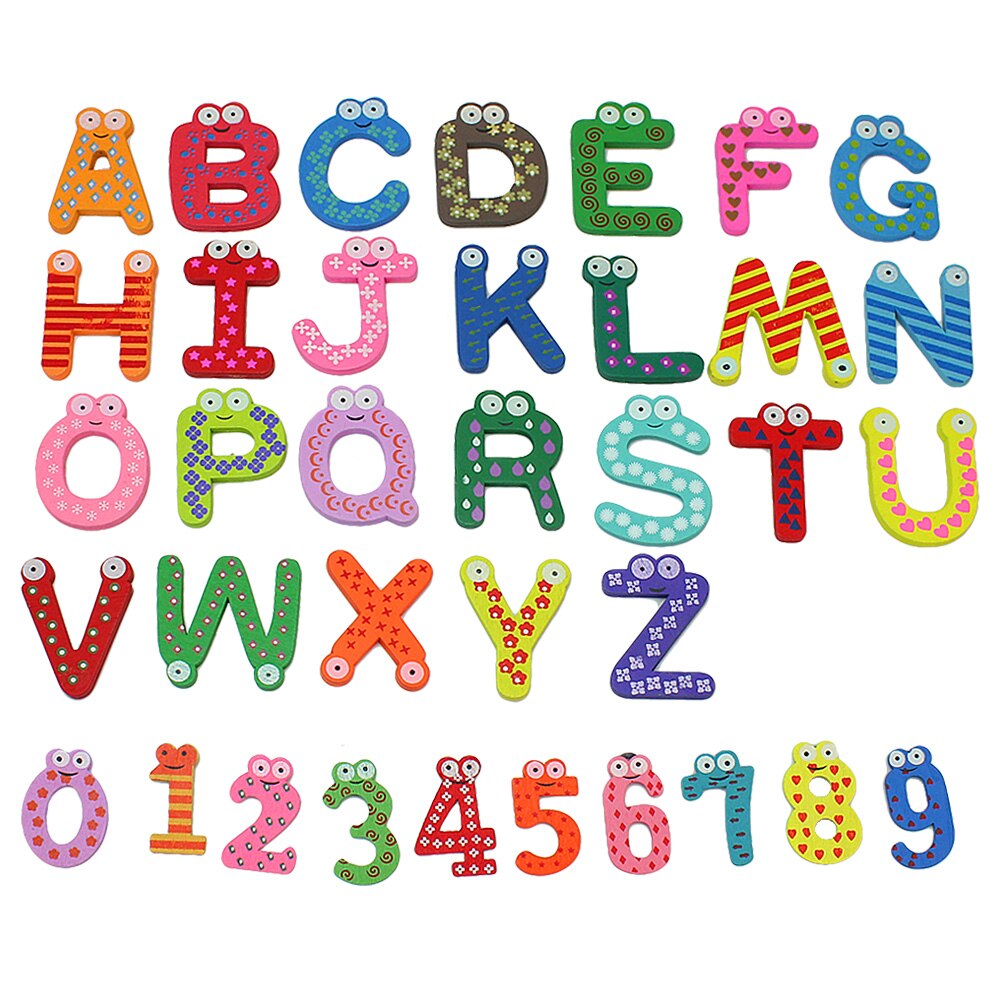 36 Pcs Kleurrijke Cartoon Houten Letters Magneten Koelkast Magneten Leuke Kind Baby Speelgoed Home Decor Voor Kids