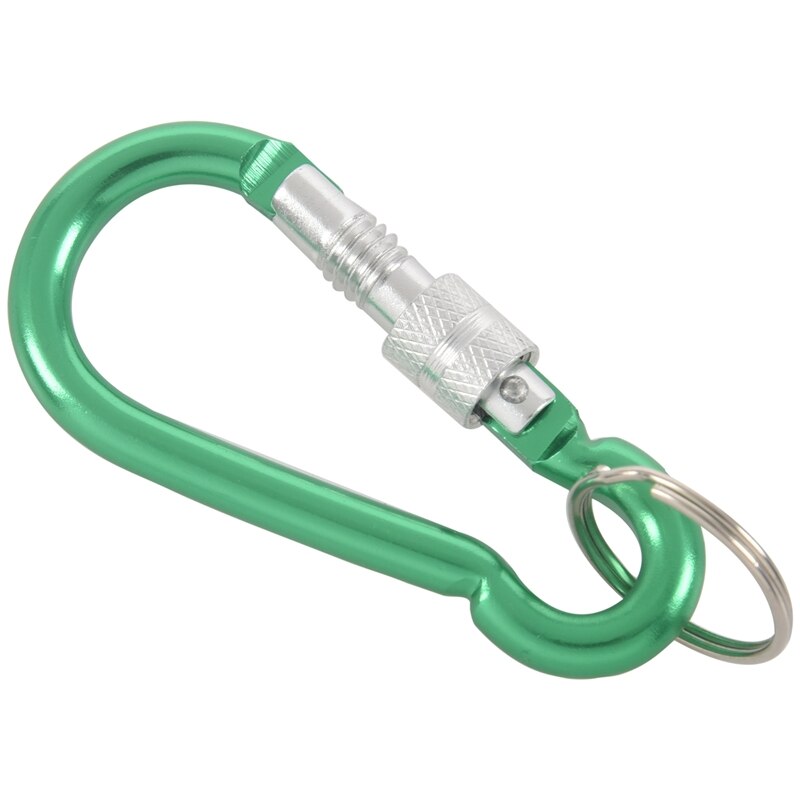 Large Spring Loaded Gate Aluminum Locking Carabiner Keyring Green