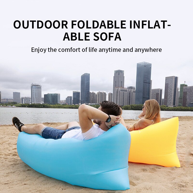 Oppustelig lounger air sofa doven taske ultralet dun sovepose air bed hængekøje oppustelig sæde til strand camping rejse
