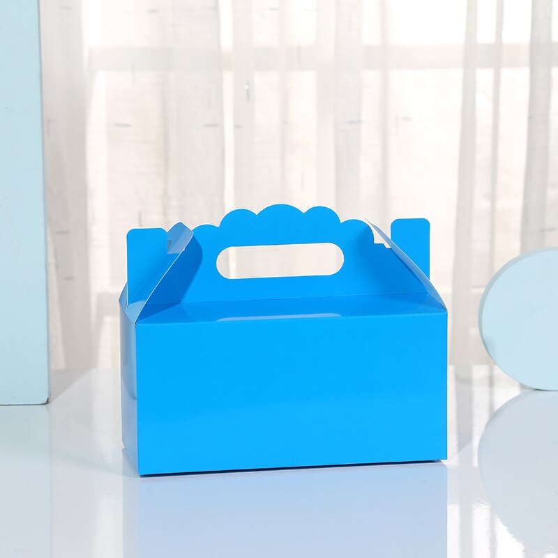 50 Pcs Kraftpapier Cake Opvouwbare Dozen Met Handvat Bruin Cupcake Doos Kerst Papier Kartonnen Taart Pakket Craft Cadeaupapier: Blauw