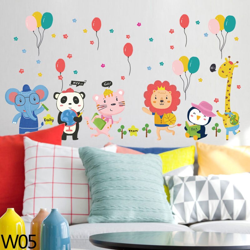 7 Kinds Cartoon Series Removable Wall Stickers Cute Animal PVC Glass Window Art Decals Baby Kids Bedroom Decoration Wallpaper: W05